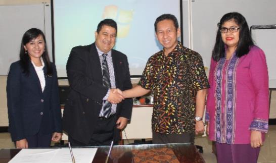 Pictured from left to right is Dr. Intiyas Utami, Prof Janek Ratnatunga, Mr. Lutfi - Director of STIE Perbanas and Dr. Luciana Spica Almilia - Head of accounting Dept at STIE Perbanas.